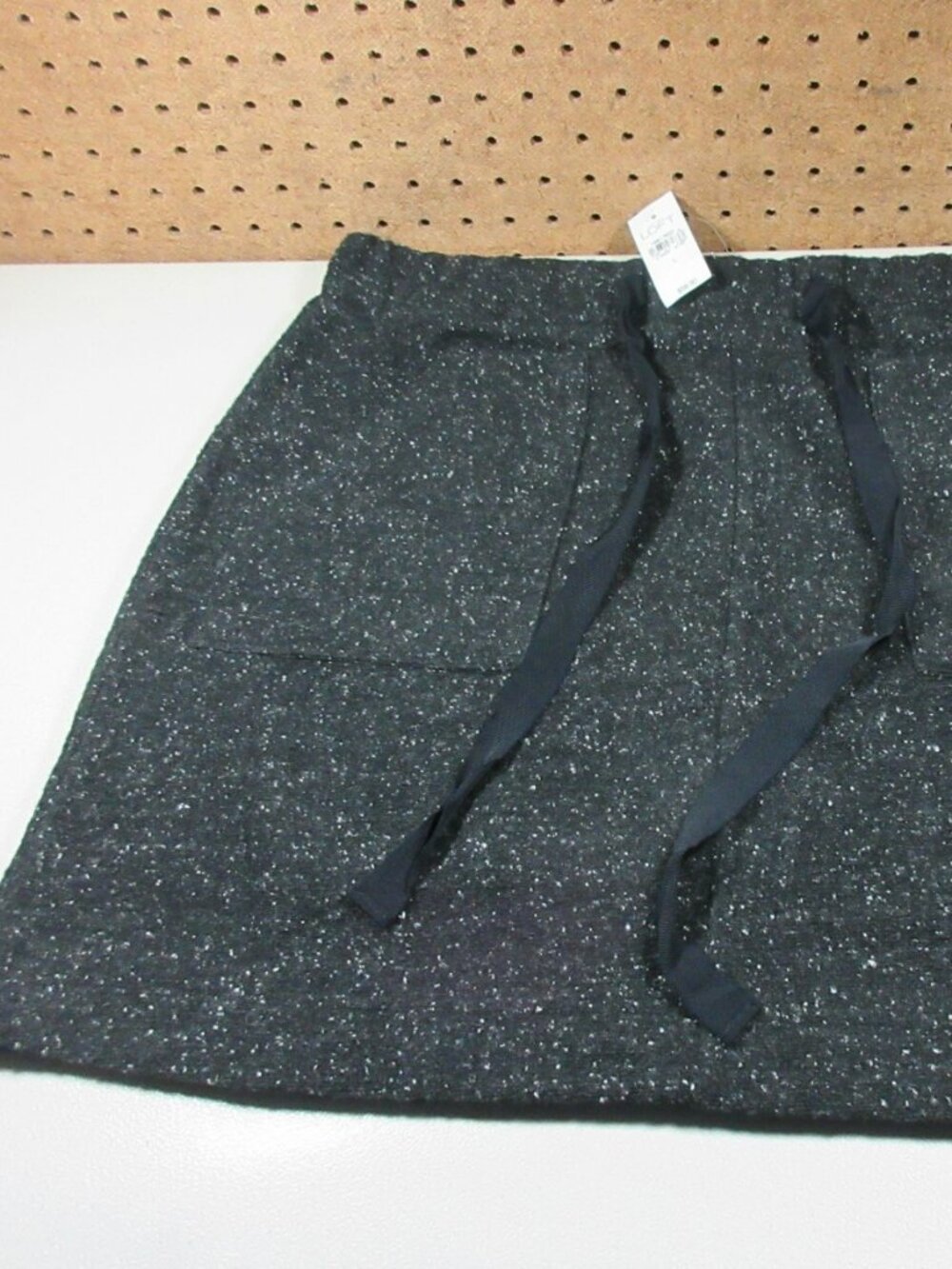 LOFT womens dark gray an speckled white A-line knee length skirt L NWT